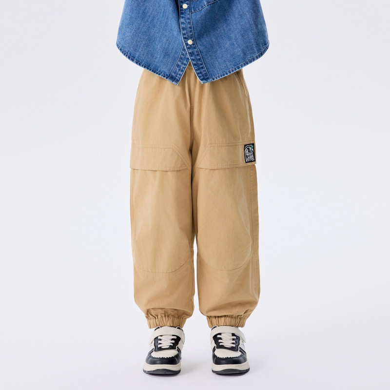 马拉丁25春男童学院风美式工装拼接梭织牛仔长裤515017307D