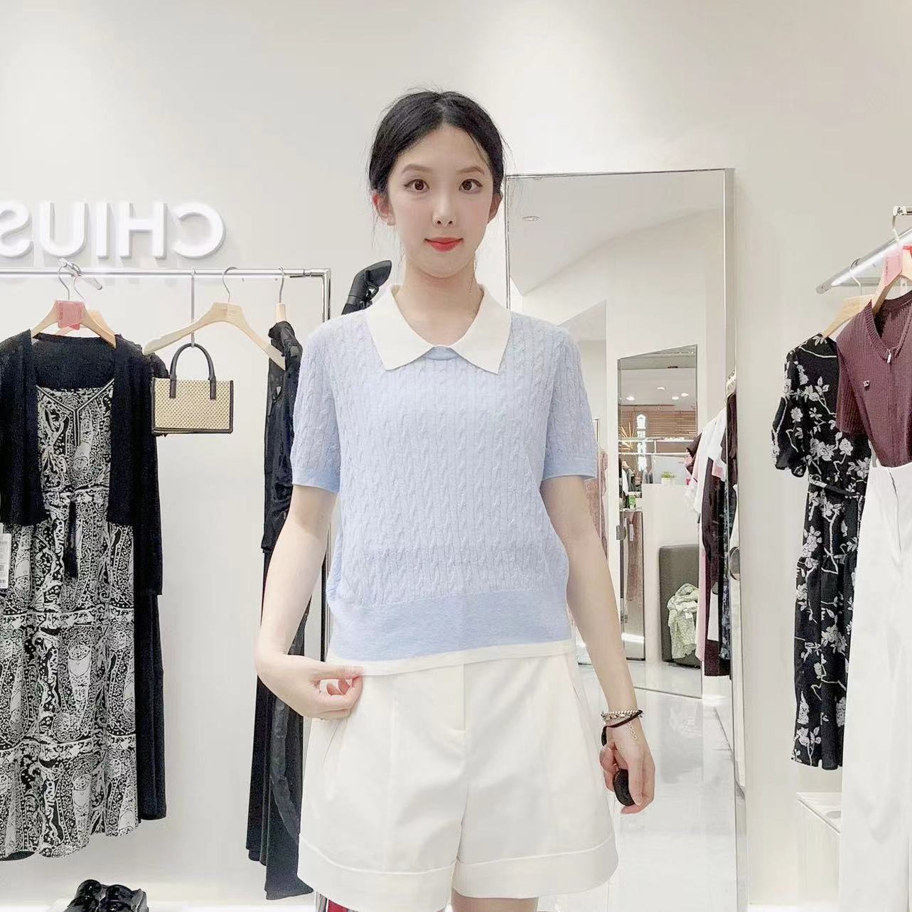 秋水伊人女士休闲简约针织衫15205AC101350