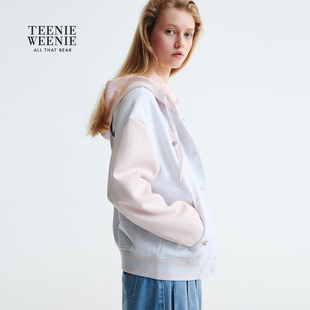 TeenieWeenie小熊女装卫衣2025年秋季活力少女感拼接连帽外套