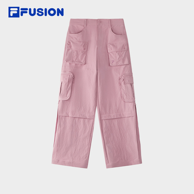 FILA FUSION斐乐潮牌梭织长裤女2025冬季宽松工装裤T11W543804F