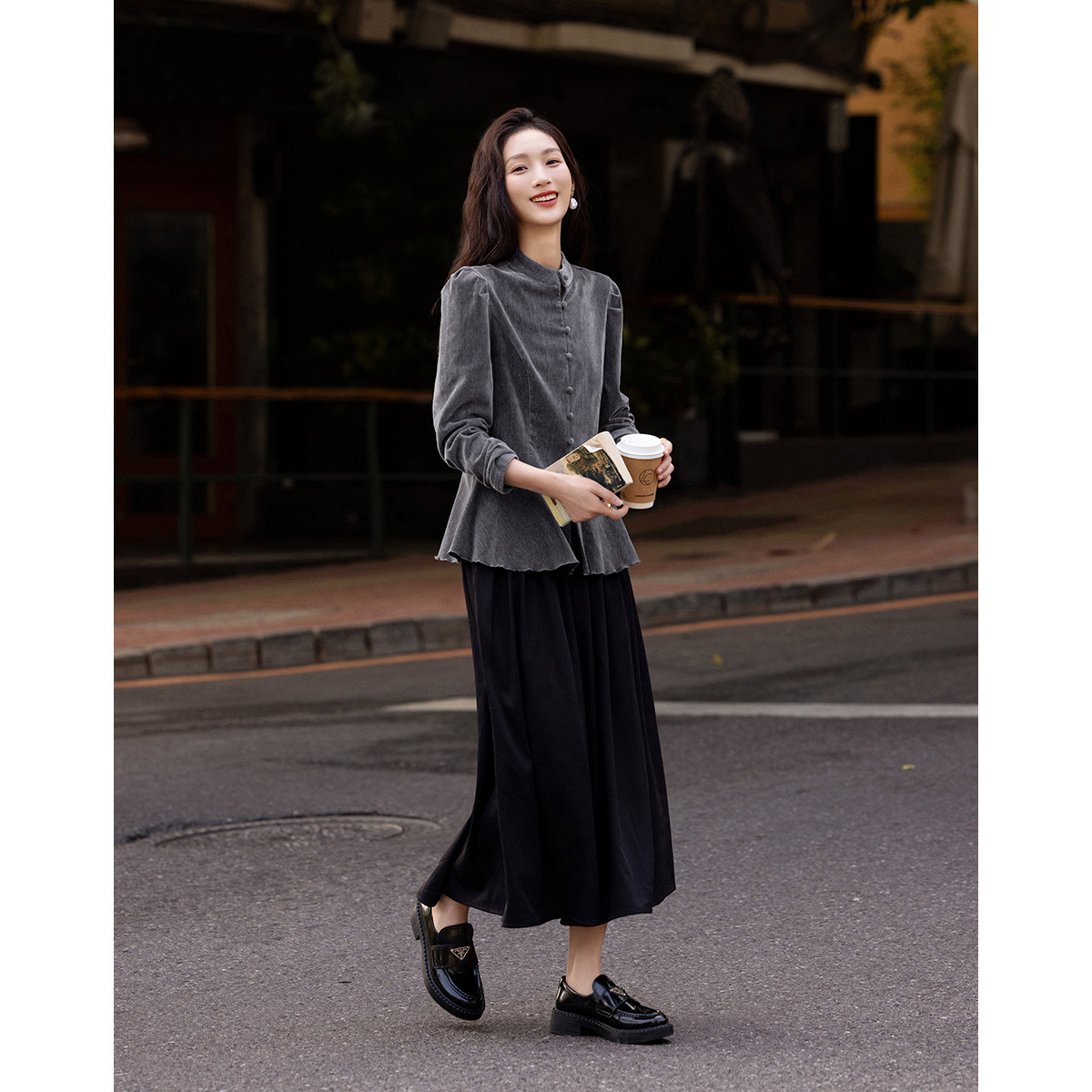 dme德玛纳【英式典雅】冬季复古小立领衬衫女装上衣G539421240101