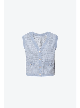 诗凡黎灰色小香风针织马甲2024春上衣3F3130291