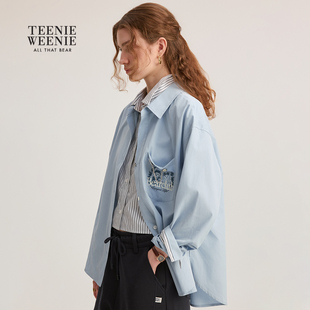 TeenieWeenie小熊女装舒适双领微宽松长袖衬衫