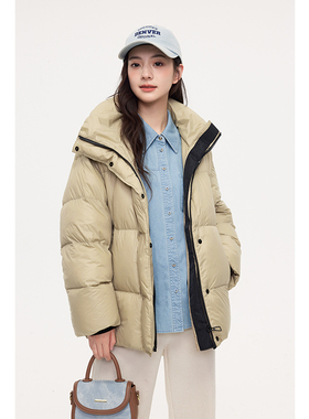 诗凡黎90鸭绒连帽羽绒服2023冬外套女3EA780961