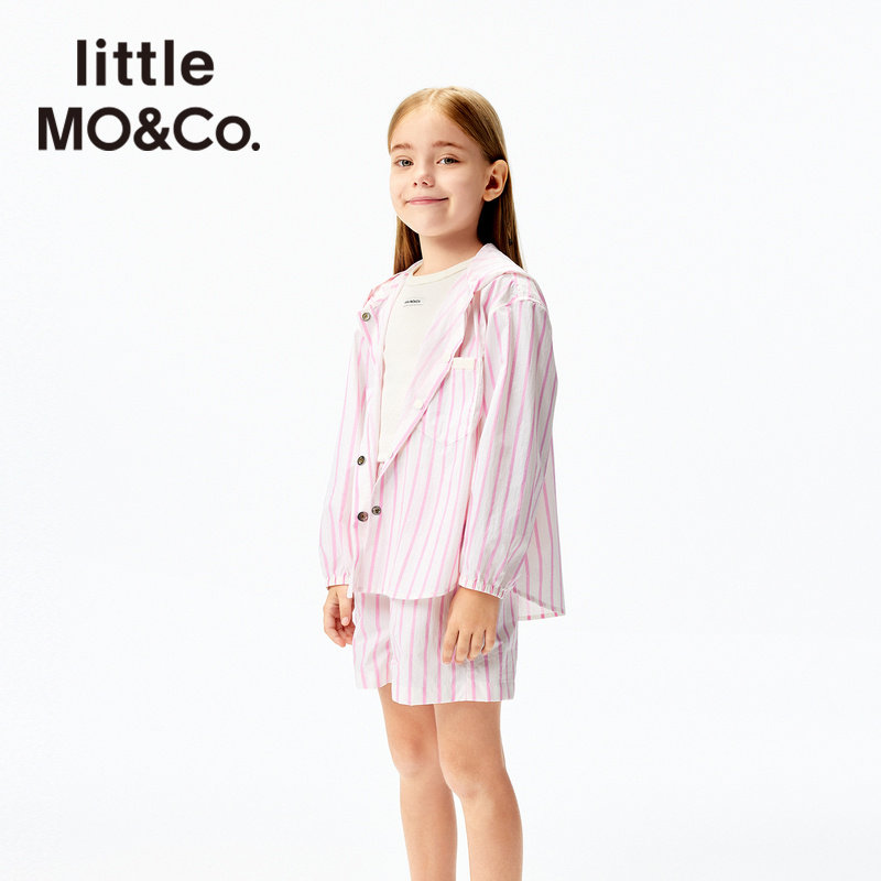 little moco儿童条纹长袖连帽外套
