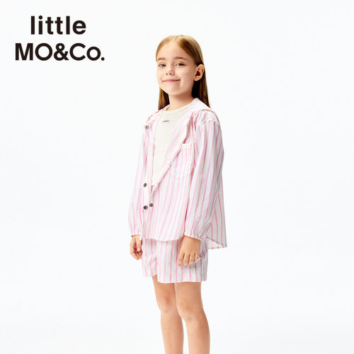 little moco儿童条纹长袖连帽外套