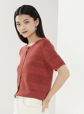 FEIZI菲姿女士夏季短袖针织衫1B837