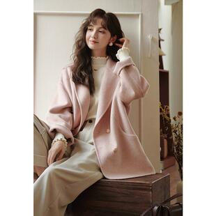 谜秀中长款双面呢大衣毛呢外套女款MXC51W0108