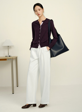 JUZUI玖姿V领长袖针织衫JWFQ30622