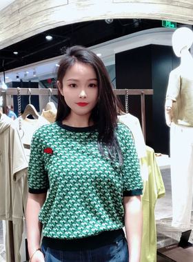 LanaFaY 女士圆领提花简约针织衫L3X803