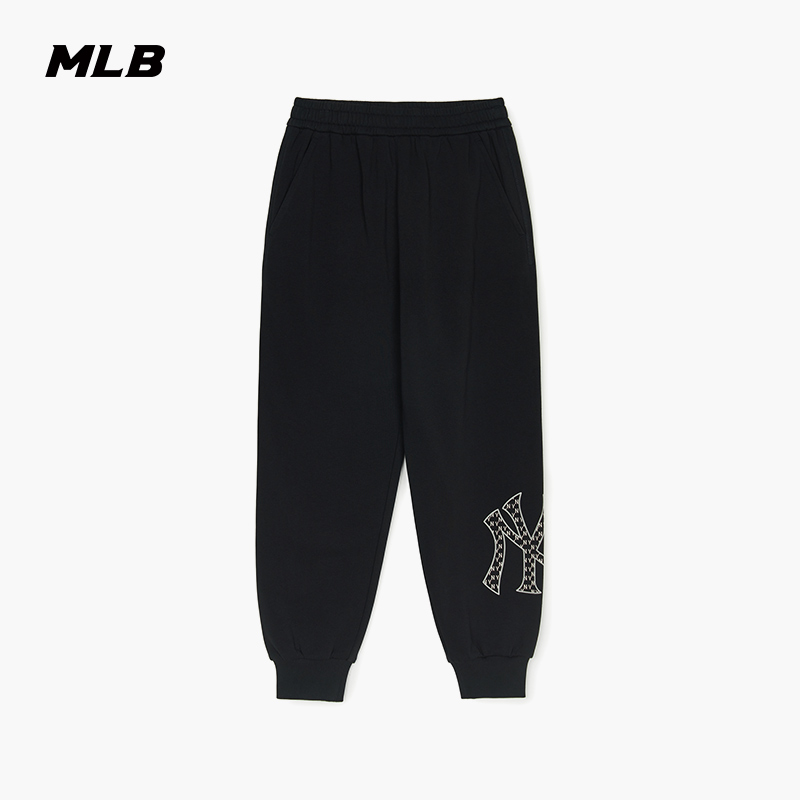 MLB 男女情侣老花logo舒适卫裤束脚长裤25春季款3APTM0151