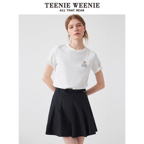 TeenieWeenie小熊女装圆领T恤2025夏季清新简约休闲基础短袖