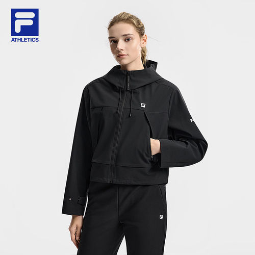 FILA 斐乐官方女士梭织外套2026春新简约宽松连帽上衣A11W611705F
