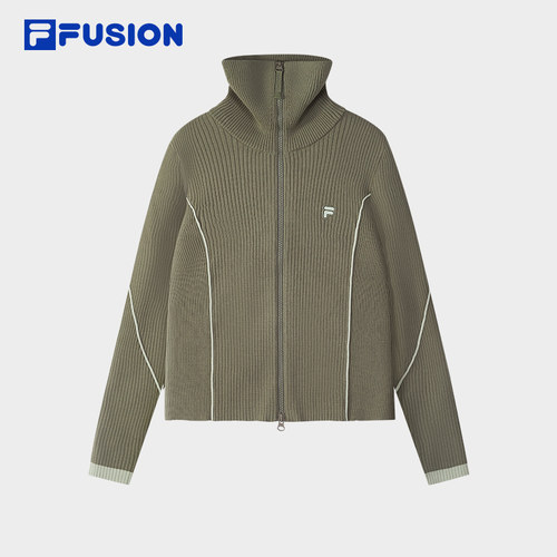 FILA FUSION斐乐潮牌编织外套女时尚修身高领毛衣开衫T11W545402A