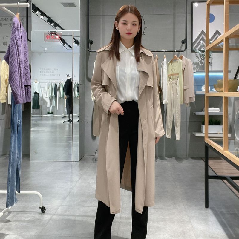 麦檬 女士简约长款收腰风衣5998160802图片