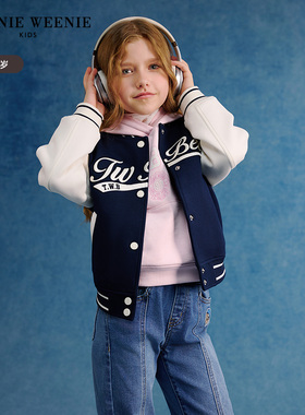 TeenieWeenie Kids小熊童装25年女童拼色棒球领外套TKJM251251K