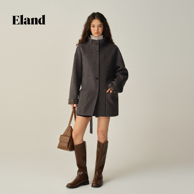 Eland毛呢外套长袖收腰通勤女装2025冬季