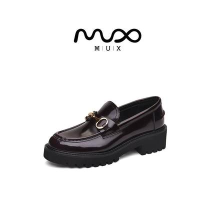 MUX迈思2023秋季英伦牛皮无拘乐福鞋复古马衔扣单鞋82036