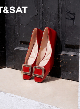 星期六浅口单鞋 时尚 方头休闲优雅女鞋SSD1111020