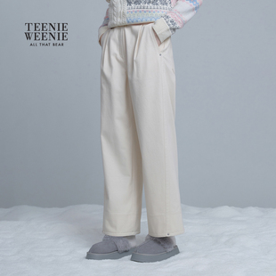 TeenieWeenie小熊女装休闲裤 优雅宽松时尚高腰直筒裤