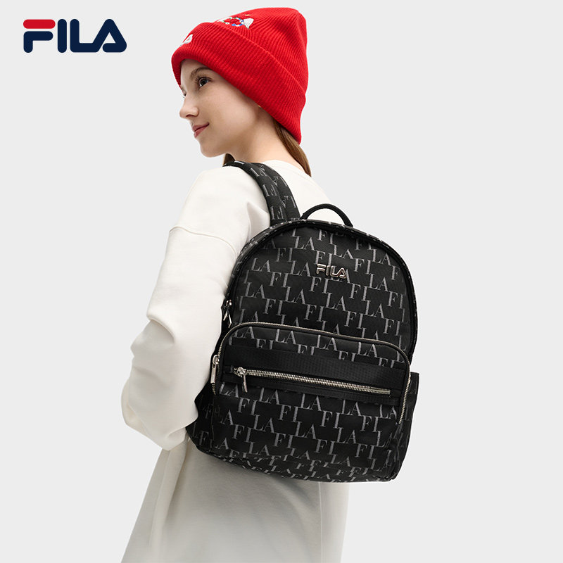FILA 斐乐女包背包春季时尚休闲双肩包简约老花书包F13W519166F