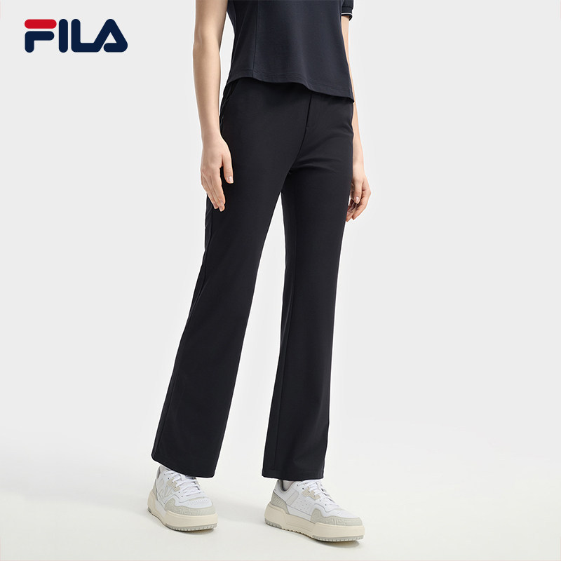 FILA 斐乐官方女士针织长裤2025夏季基础休闲喇叭裤F61W623699A