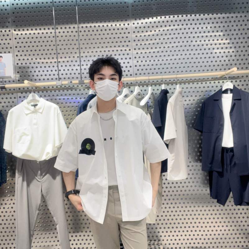 麦檬 男士宽松简约休闲短袖衬衫9E7120631图片
