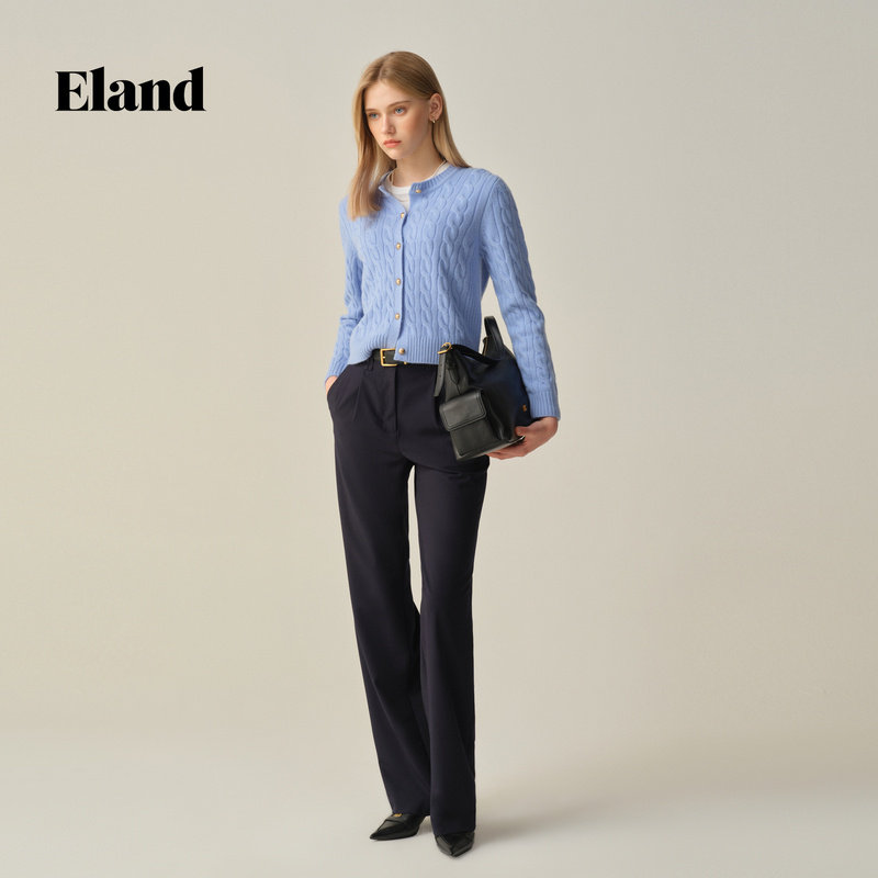 Eland针织衫女短款开衫