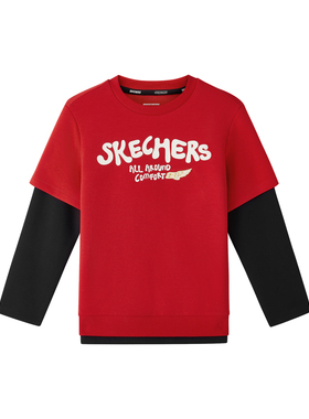 斯凯奇男孩男童秋冬季卫衣针织套头卫衣L126B037