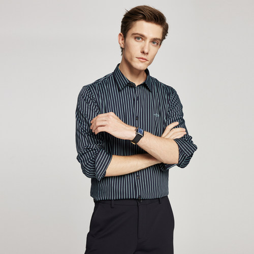 德鲨鲨鱼男装长袖条纹衬衫 休闲上衣男 衬衣UR41245