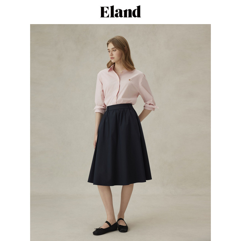 Eland衣恋衬衫女 简约 直筒宽松长袖衬衣EEYWF11E03