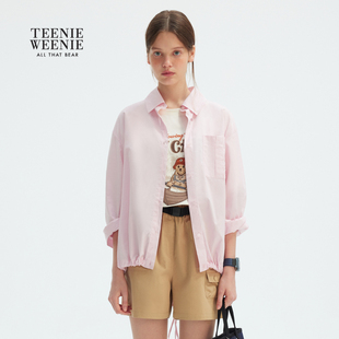 TeenieWeenie小熊女装衬衫2025年秋季新款新颖宽松棉衬衣外套