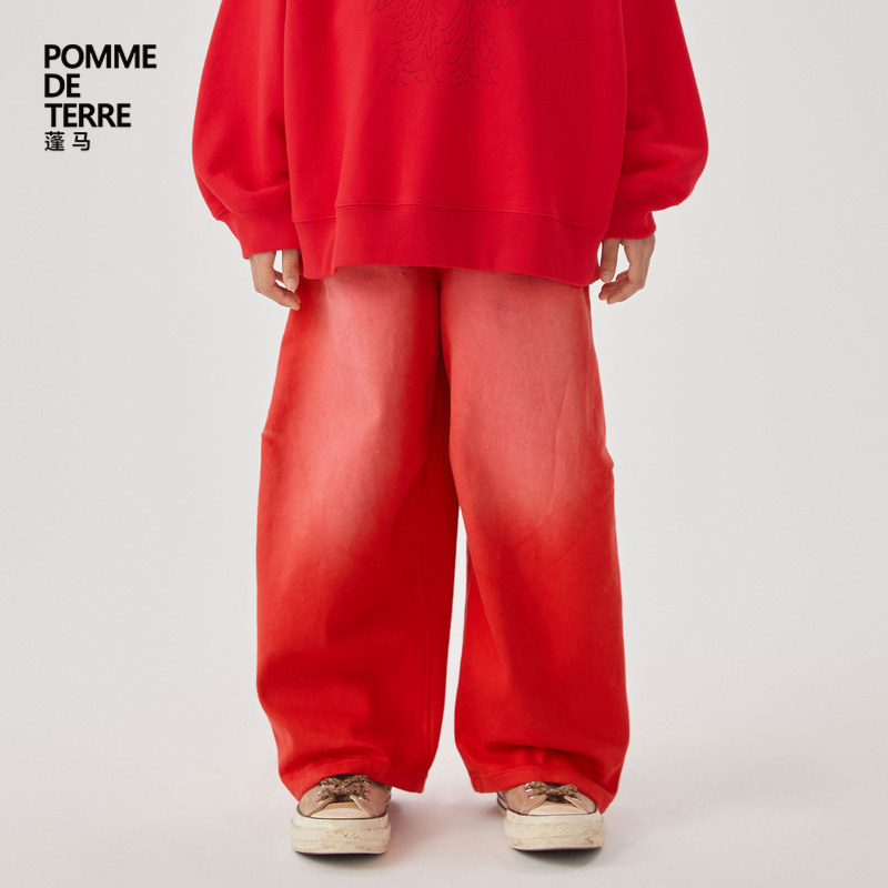 pomme蓬马牛仔长裤子 男女儿童大童