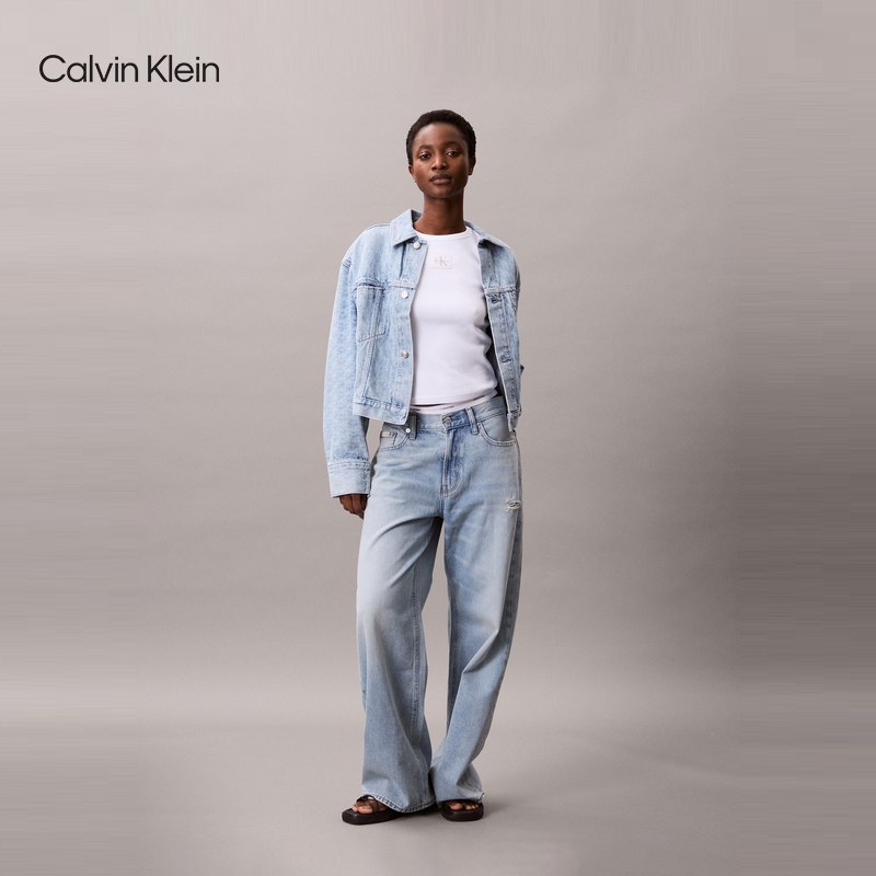 CK Jeans25早秋女士美式潮流复古风满印纯棉牛仔外套47C782G