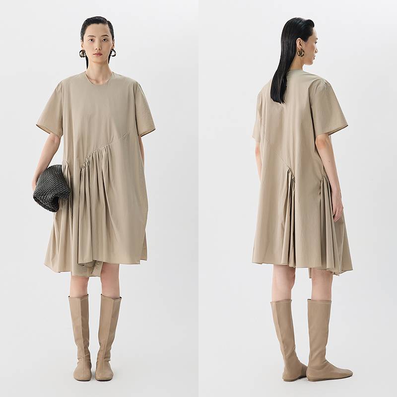 JNBY/江南布衣夏连衣裙短袖宽松圆领5P4G13790