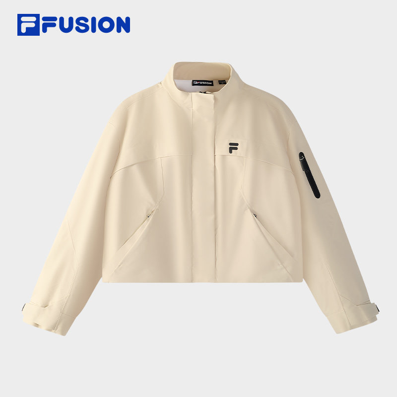 FILA FUSION斐乐潮牌梭织外套女2024防水宽松短款风衣T11W441705F
