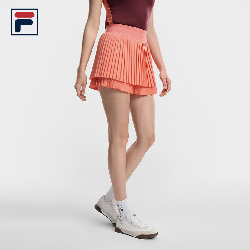 FILA 斐乐官方女苏珊裙梭织裙26夏短裙半身裙百褶裙A11W623340F