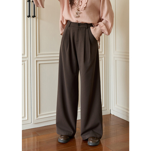 谜秀高级感西裤女2025秋季高腰直筒宽松休闲裤走MXE46K1090