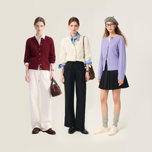 TeenieWeenie小熊女装针织衫25秋新款四季绞花开衫TTCK254901E