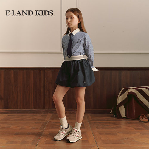 eland kids童装女童束口短裙春秋时尚休闲弹力松紧腰EKWHE4T26B
