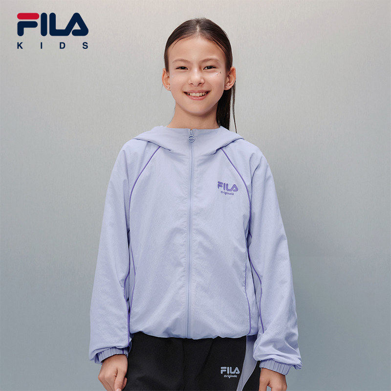 FILA KIDS斐乐童装女大童梭织外套2026春新款连帽上衣K12G611703