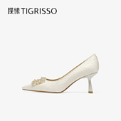 蹀愫6.5方钻尖头时装 派对T76103A 高跟单鞋 婚鞋