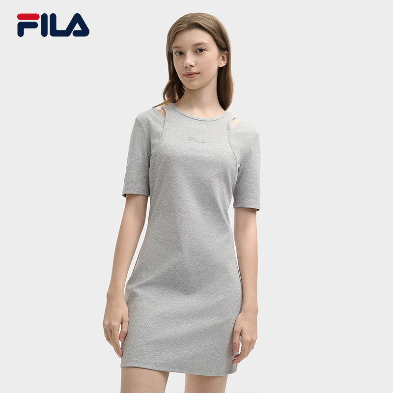 FILA斐乐女士连衣裙2025夏季新款针织时尚连身裙子女F51W529301F