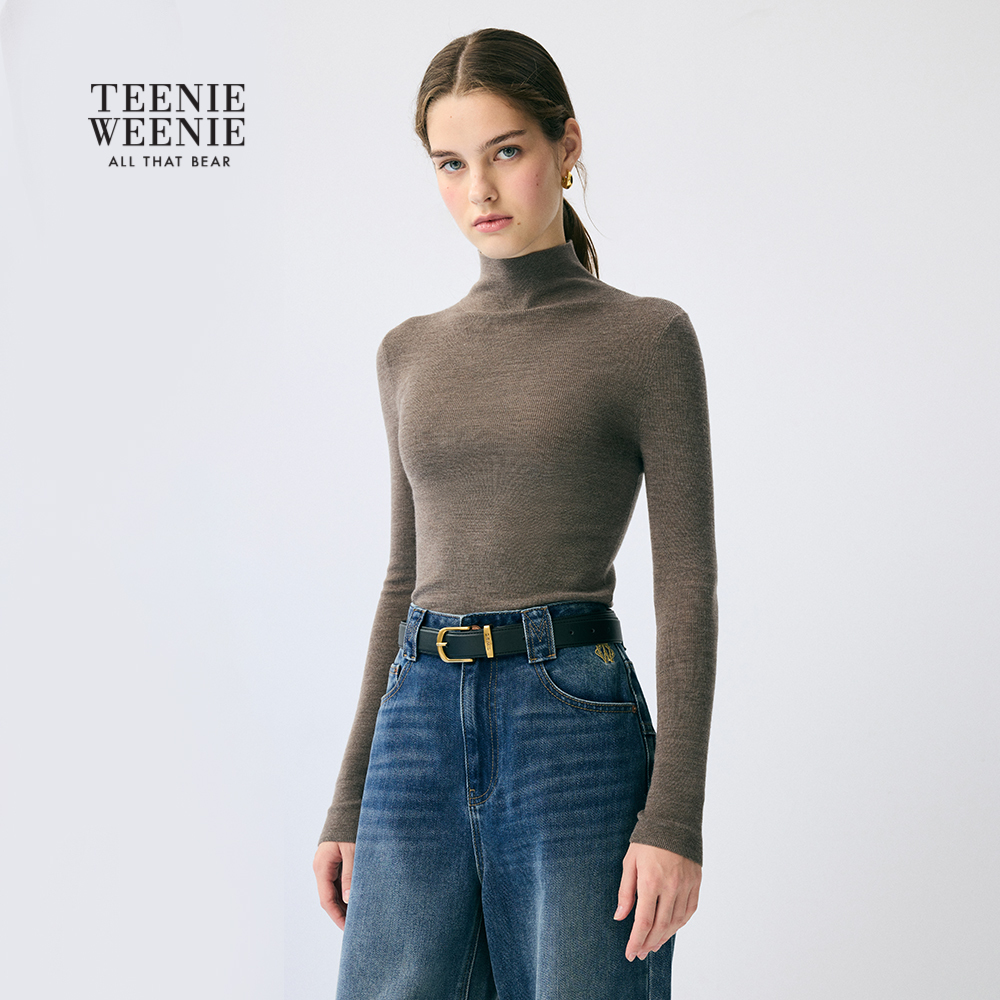 TeenieWeenie小熊女装毛针织衫新款保暖舒领毛衣TTKW254TC6E