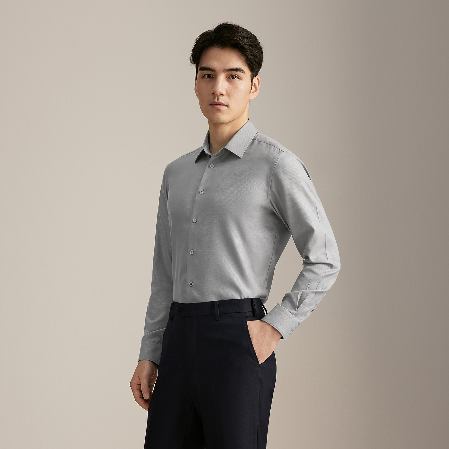 雅戈尔男士长袖衬衫秋冬款官方商务休闲长袖衬衫男YLDP115649CBY图片