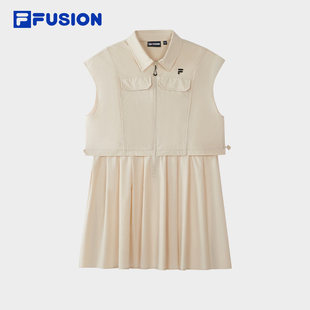 FILA FUSION 斐乐官方女子梭织洋装2026夏无袖衬衫裙T11W623318F