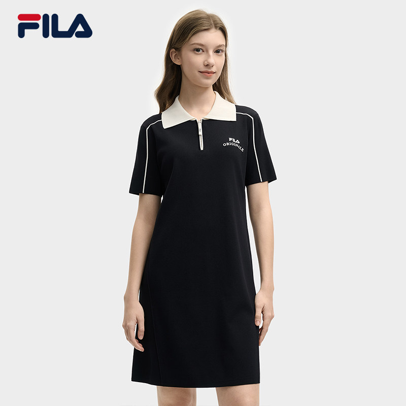 FILA 斐乐女子编织连衣裙夏季时尚休闲修身POLO裙子F11W529306F