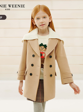 TeenieWeenieKids小熊童装24秋冬女童学院风羊毛大衣TKJW244T52B