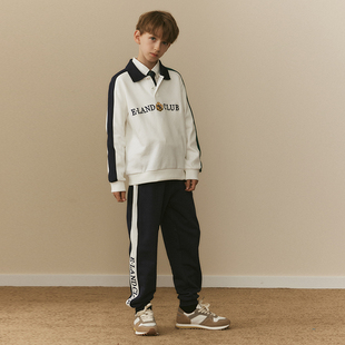 eland kids童装2024年早春男童美式宽松刺绣运动休闲长裤