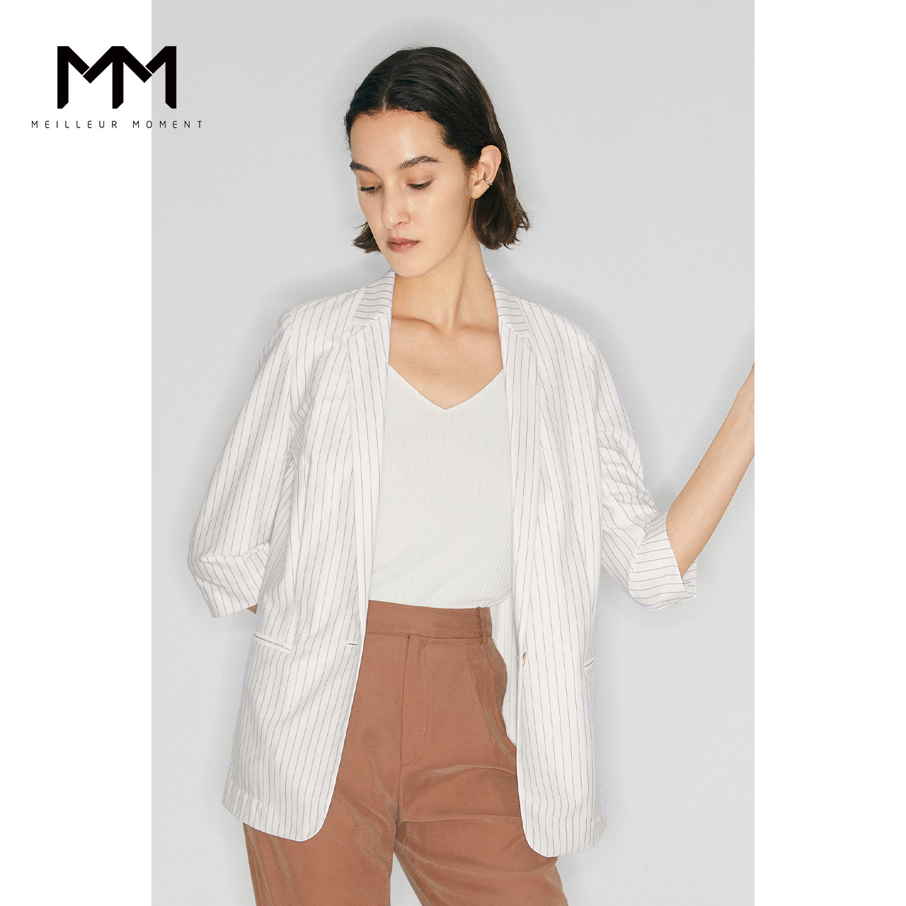 MM麦檬夏季西服 自然而然 七分袖西装外套女薄款5C4210971Q图片
